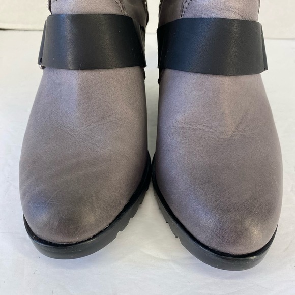 Sorel After Hours Wedge Moto Bootie Gray Buckle Zip Up Womens Size 7.5 - Picture 10 of 16